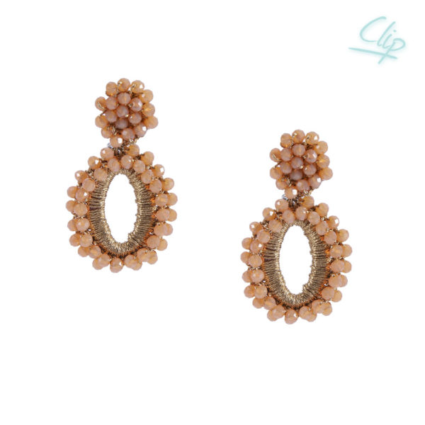 INAstyle I Apricot Ohrclip ELLI mit Glaskristallen, die im Sonnenschein leuchten!
