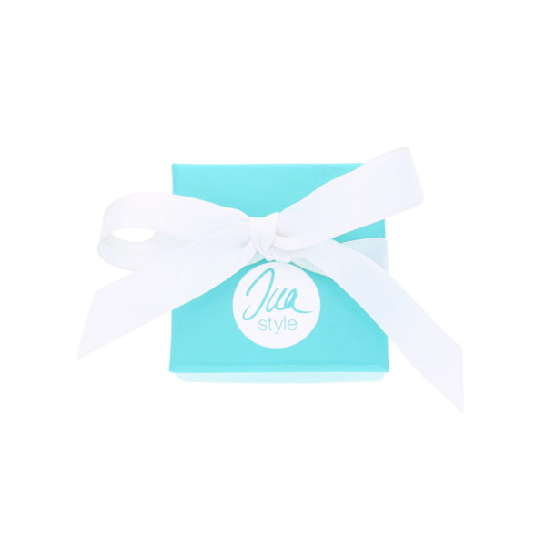 INAstyle kleine Schmuckbox in Türkis mit weißem Logo als Geschenkverpackung