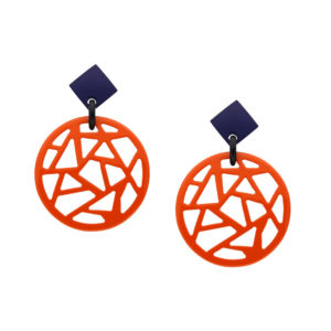 INAstyle I Steckerohrring Melo in Orange und Blau aus hochwertigem, lackierten Büffelhorn!