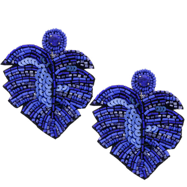INAstyle I Steckerohrring Exotica in Blau mit Tropenblatt-Design!