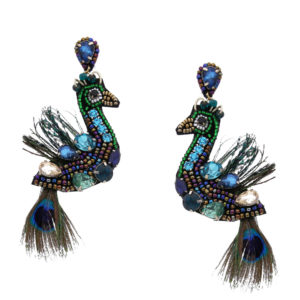 INAstyle I Steckerohrring Peacock in Form eines Pfaus mit Feder, Glaskristall und Perlen!