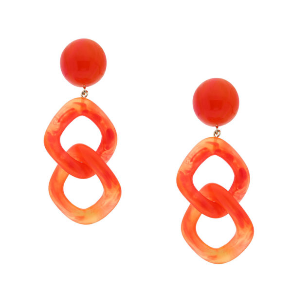 INAstyle I Steckerohrring Carla in Orange aus Resin mit Kettenglieder-Optik!