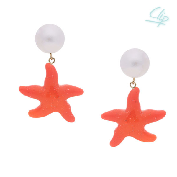 INAstyle I Ohrclip Asteria in Apricot und Perlmutt